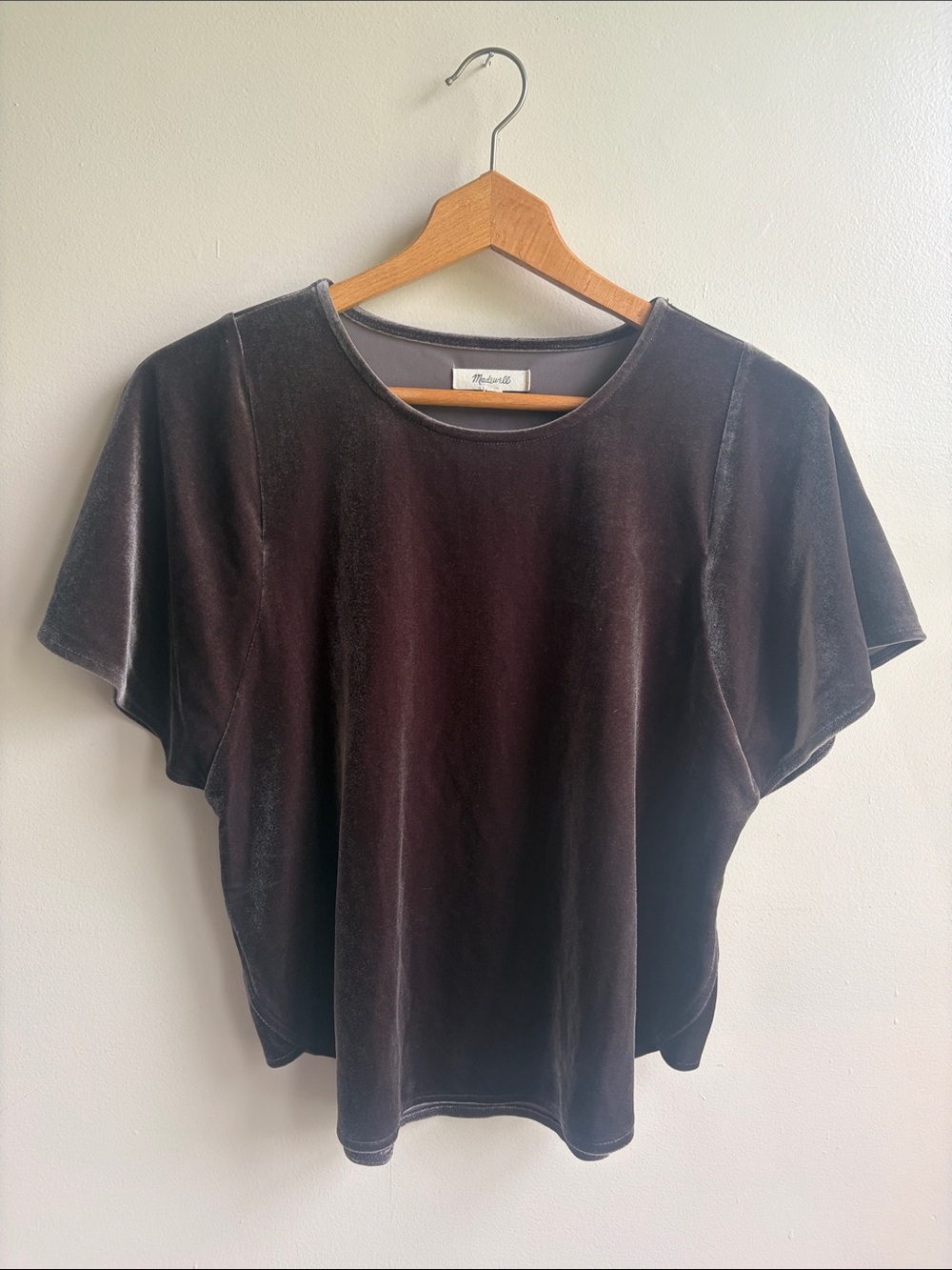 Madewell Velvet Short-Sleeve Tee in Deep Brown